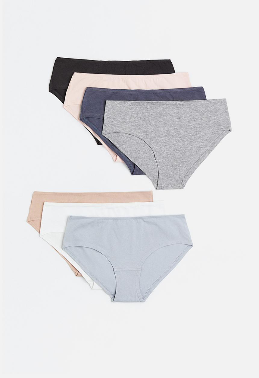 H&M - 7-pack hipster briefs - beige/black/blue/grey/pink/white