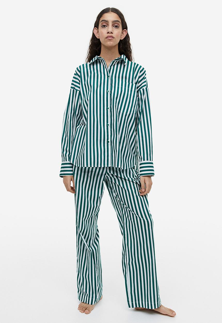 H&M - Cotton shirt - green/striped 