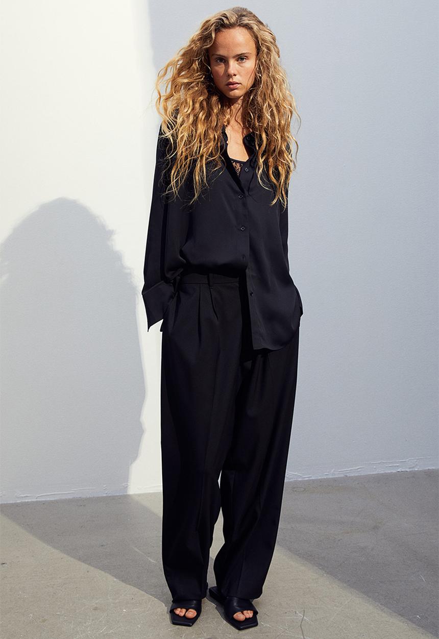 H&M - Pointed-collar shirt - black