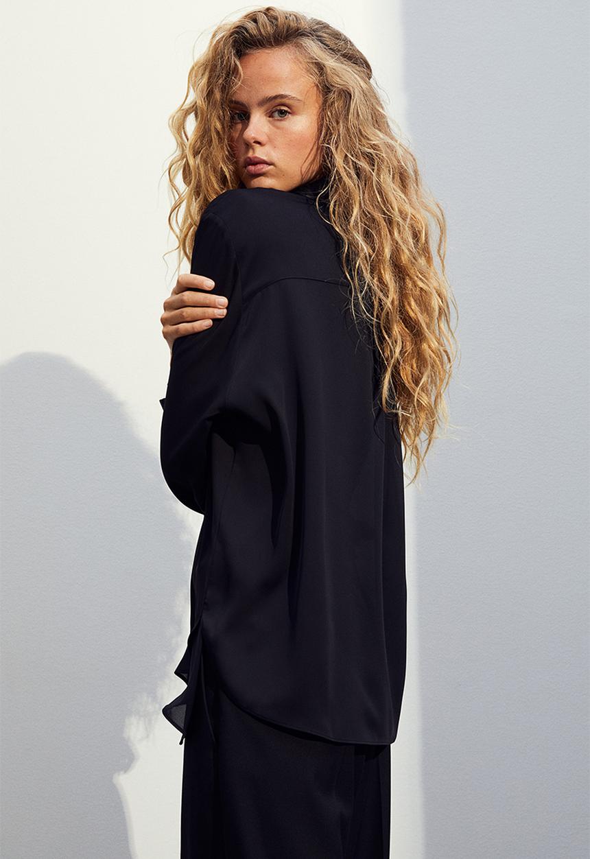 H&M - Pointed-collar shirt - black