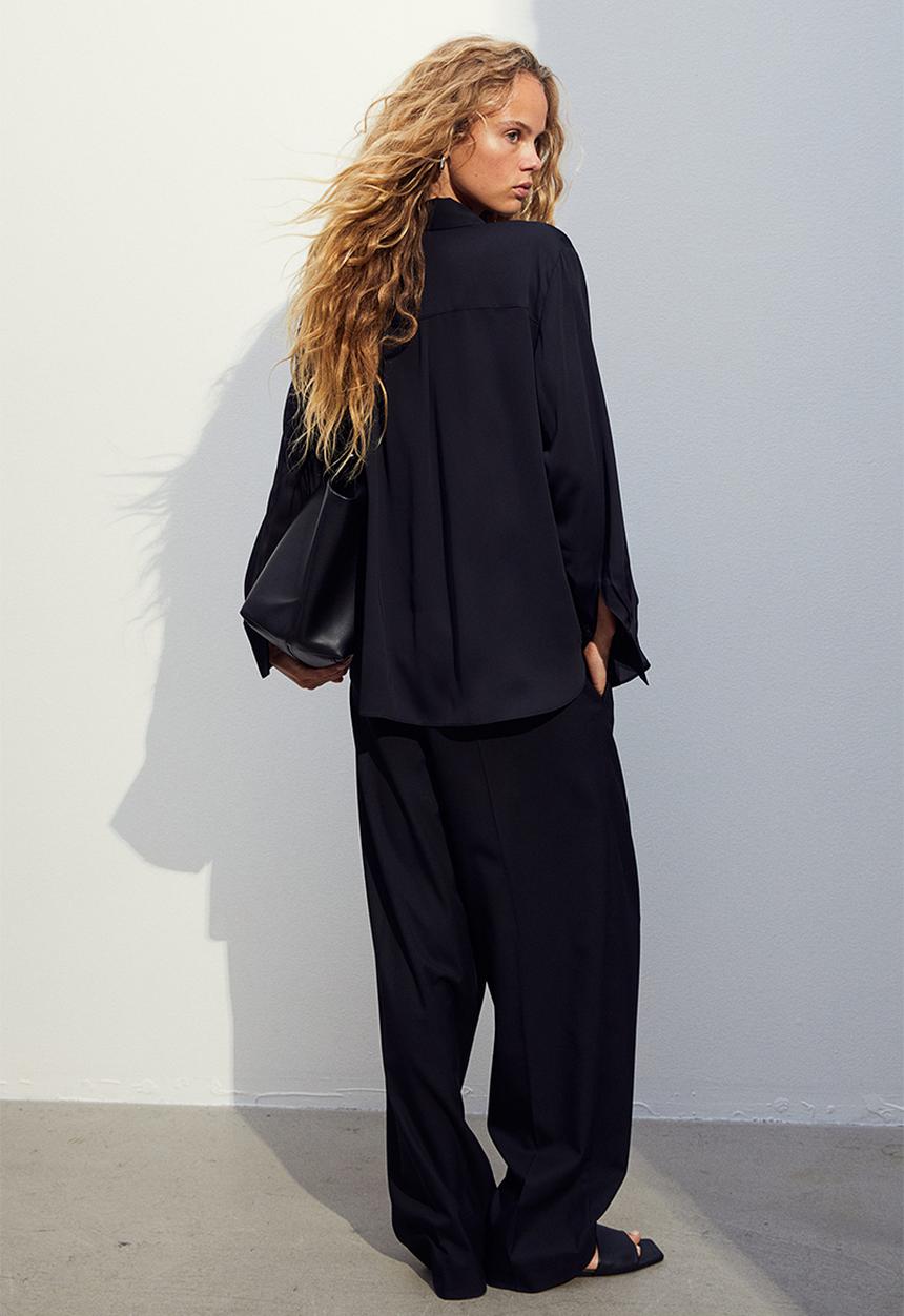 H&M - Pointed-collar shirt - black