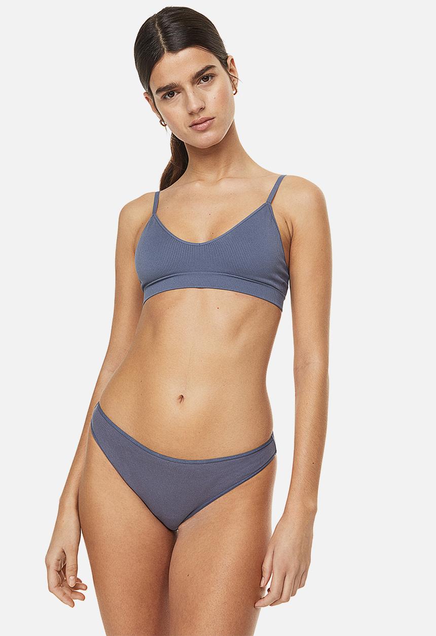 H&M - 3-pack cotton bikini briefs - light blue/white/dark blue