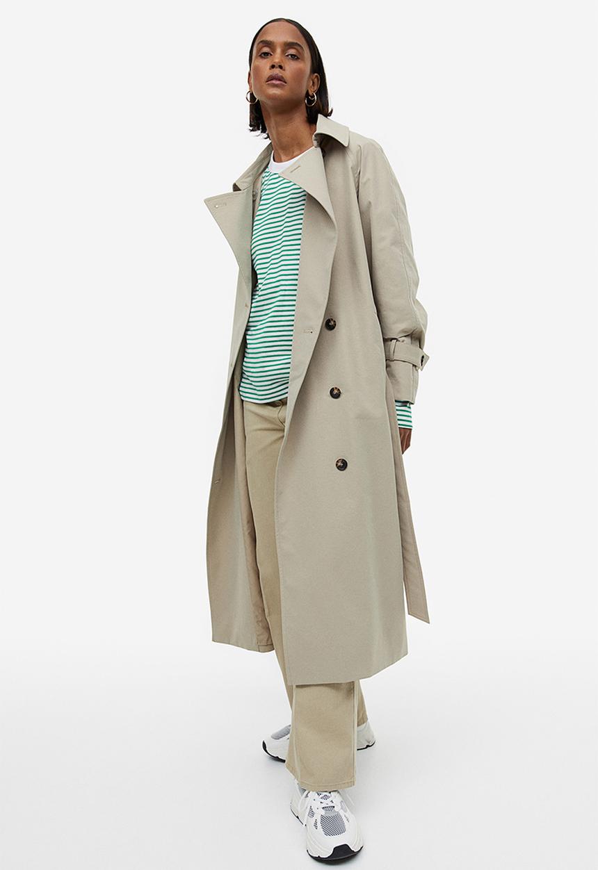 H&M - Cotton jersey top - white/green striped