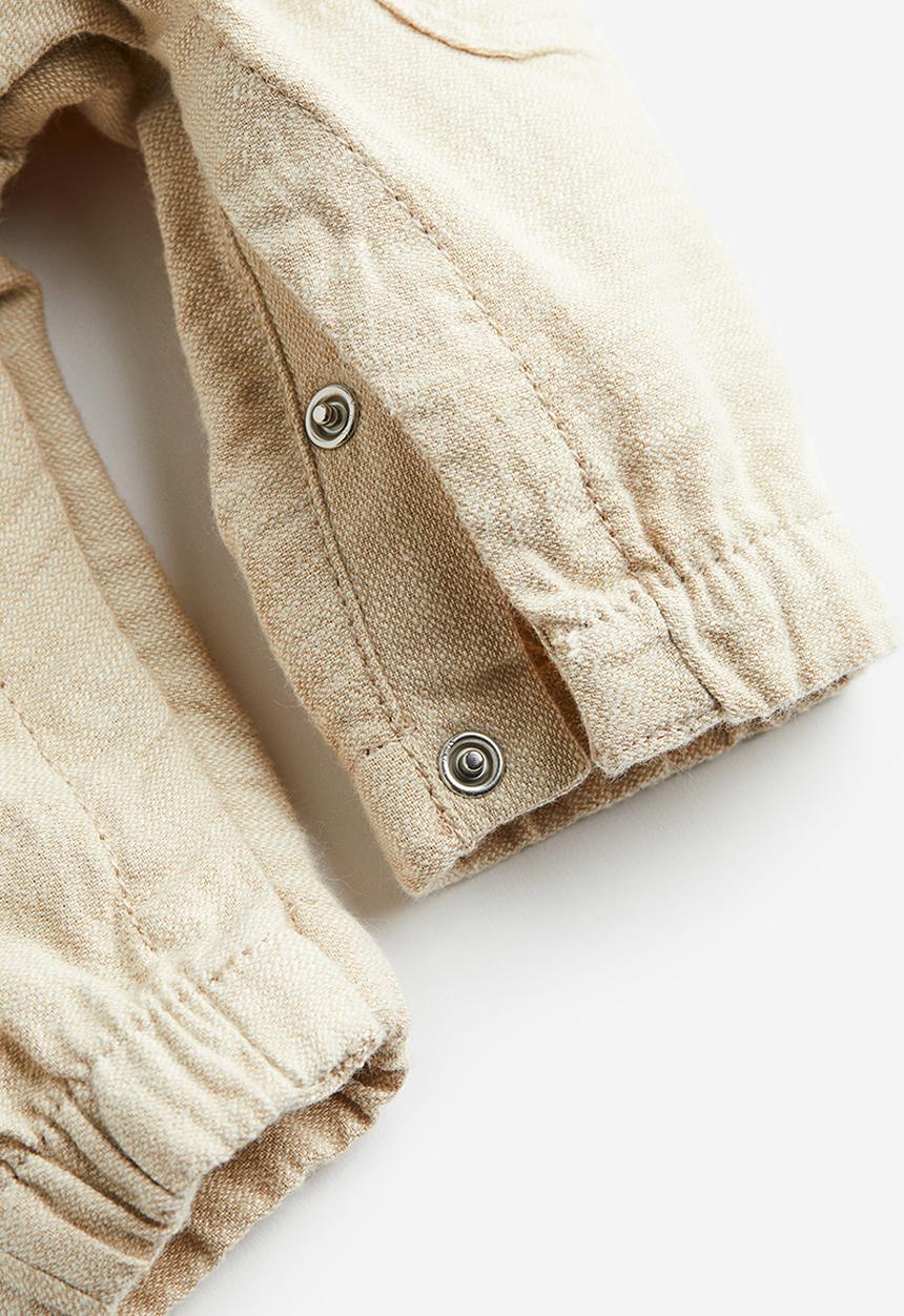 H&M - 2-piece cotton set - light beige/striped