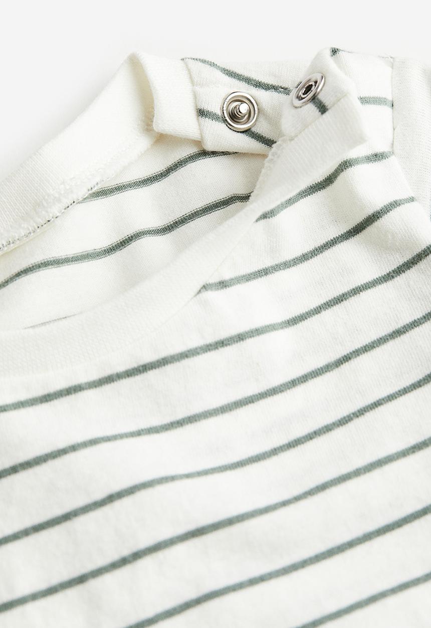 H&M - 2-piece cotton set - light beige/striped