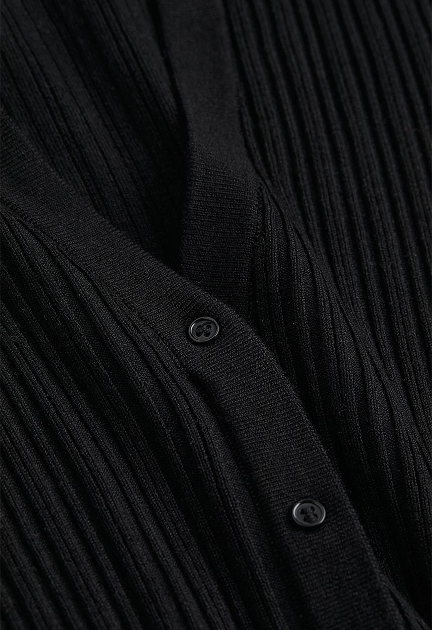 H&M - Collared rib-knit top - black