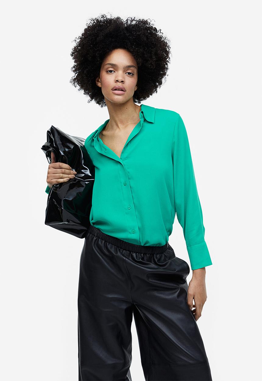 H&M - Pointed-collar shirt - green