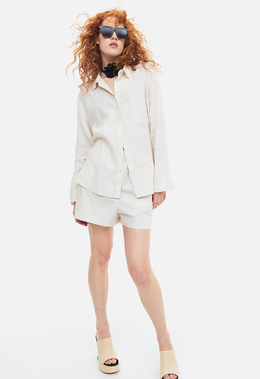 H&M - Linen shirt - light beige marl 