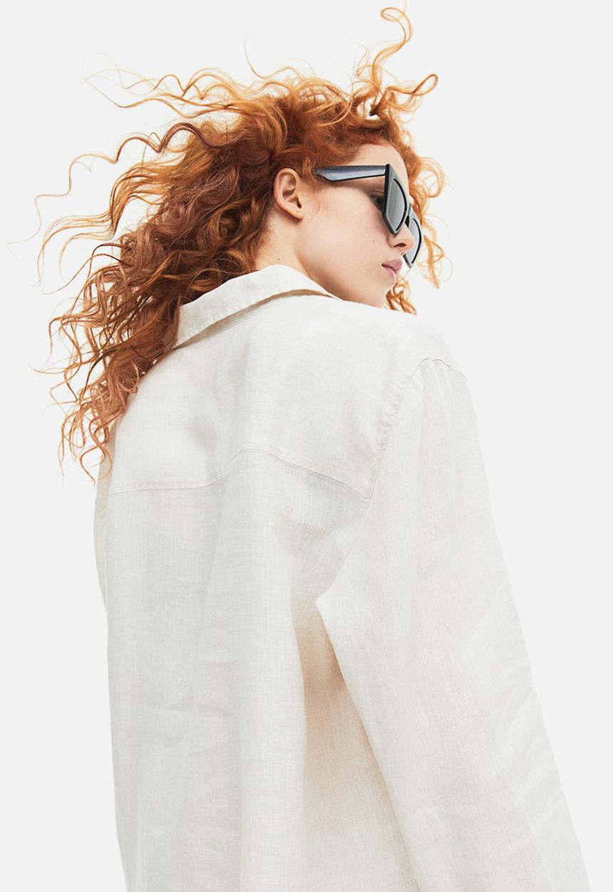 H&M - Linen shirt - light beige marl 