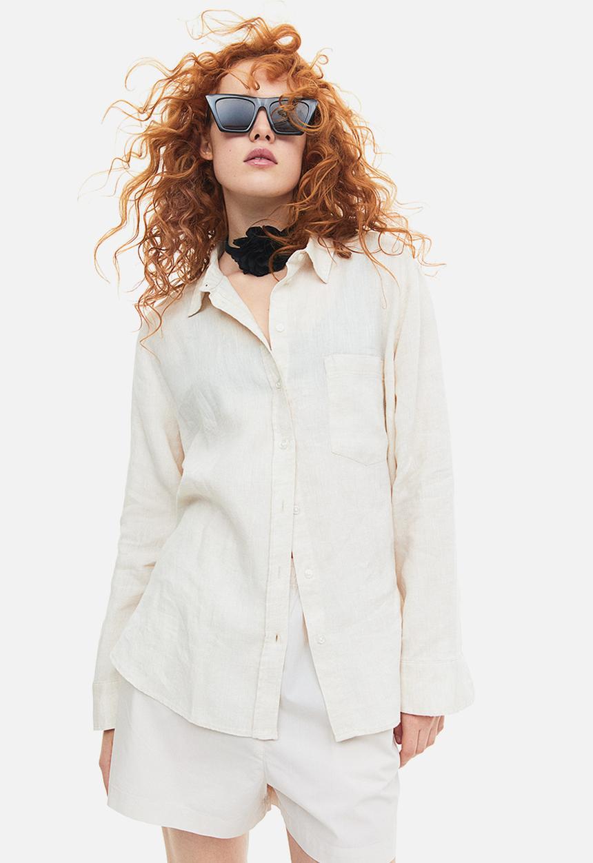 H&M - Linen shirt - light beige marl 