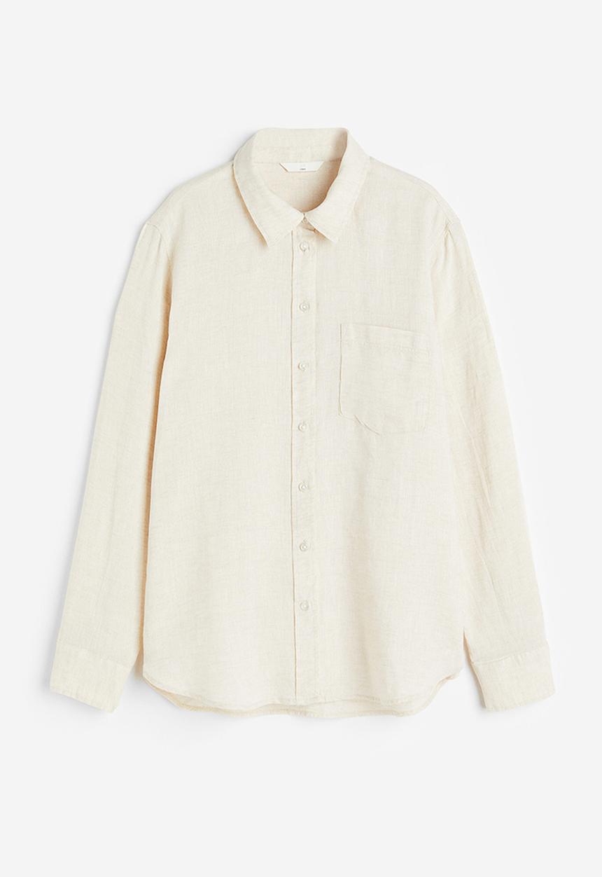 H&M - Linen shirt - light beige marl 