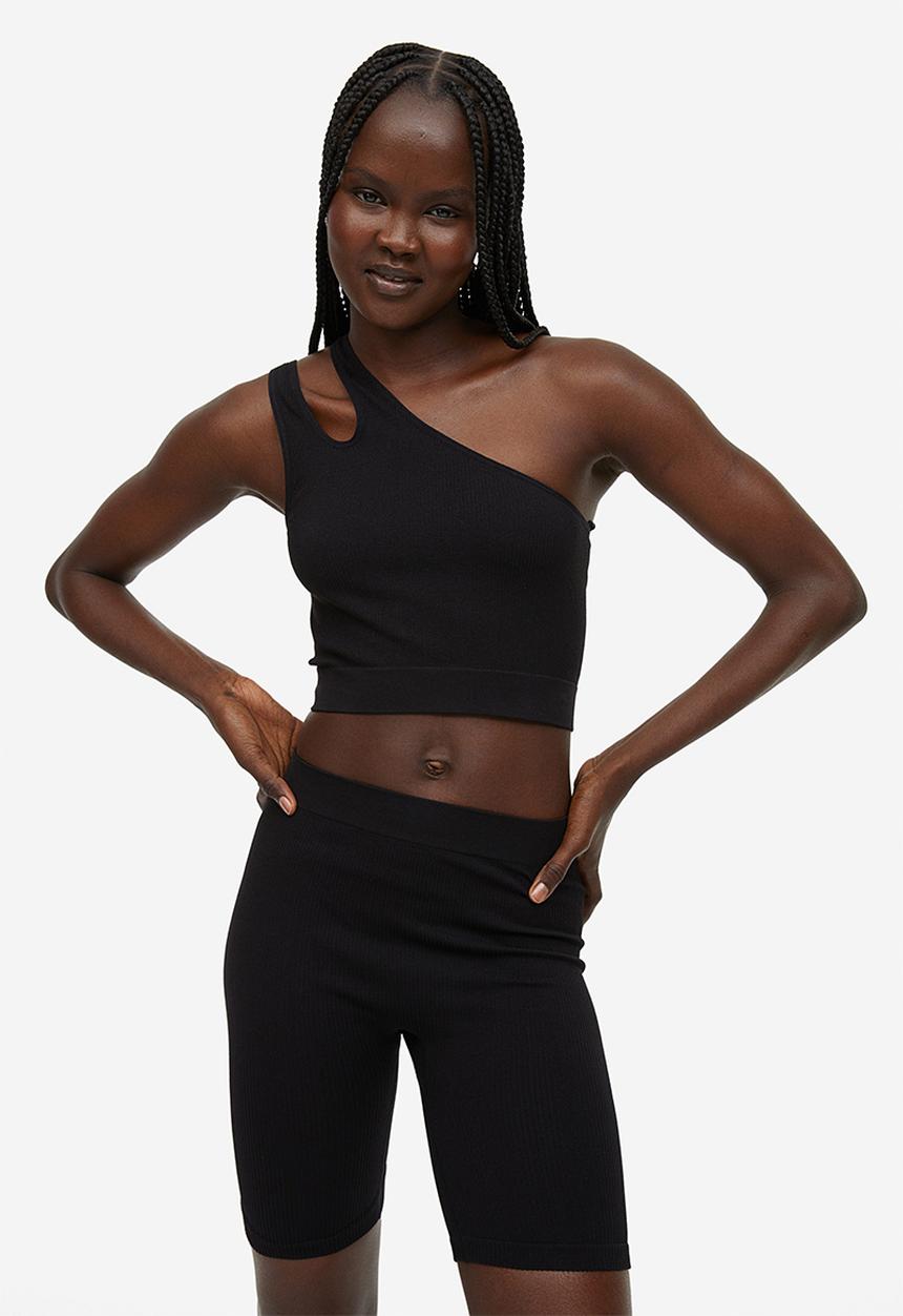 H&M - Seamless ribbed biker shorts - black
