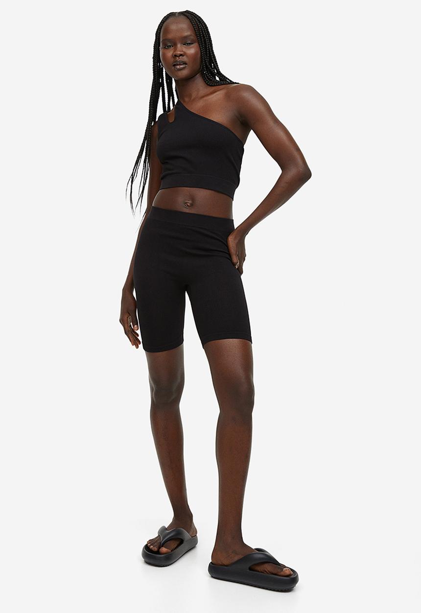 H&M - Seamless ribbed biker shorts - black