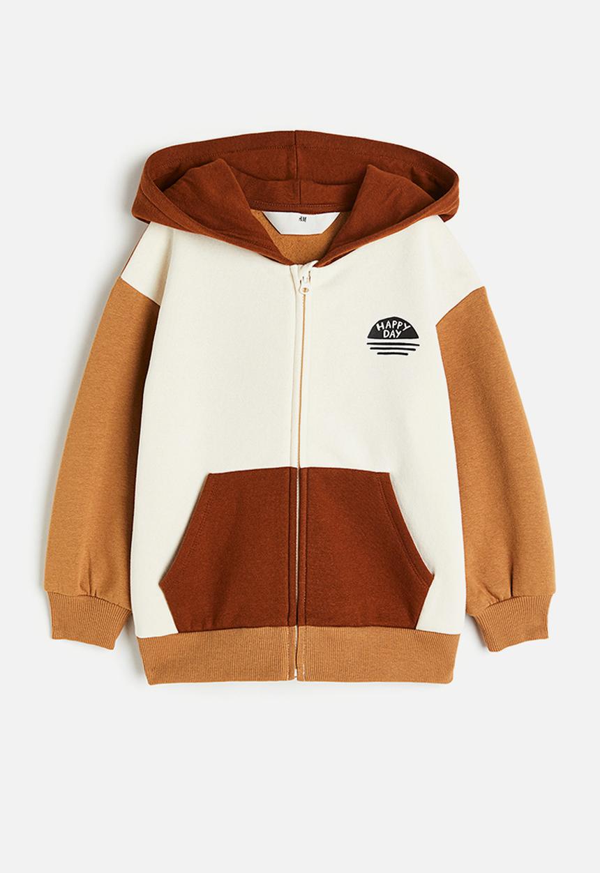 H&M - Zip-through hoodie - dark brown/block-coloured