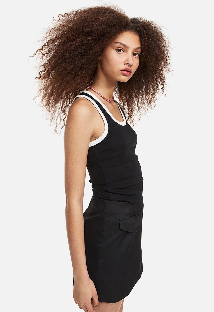 H&M - Ribbed cotton vest top - black