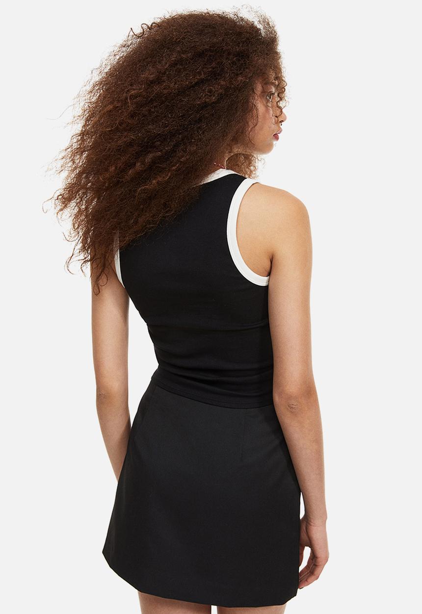H&M - Ribbed cotton vest top - black
