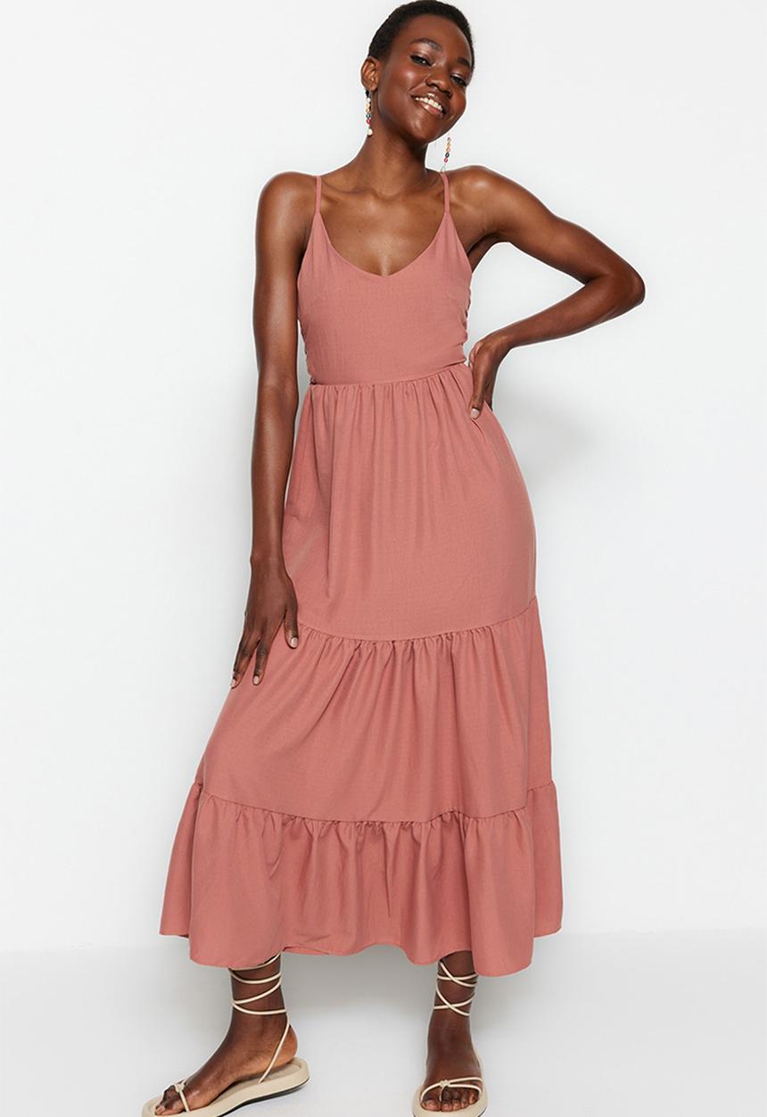 Trendyol - Strappy tiered dress - rose