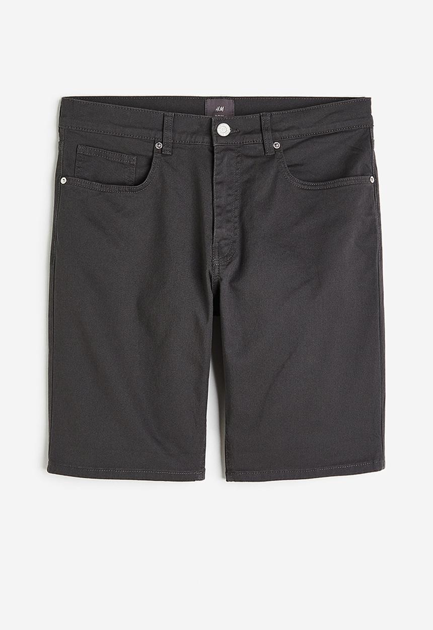 H&M - Slim fit cotton twill shorts - dark grey