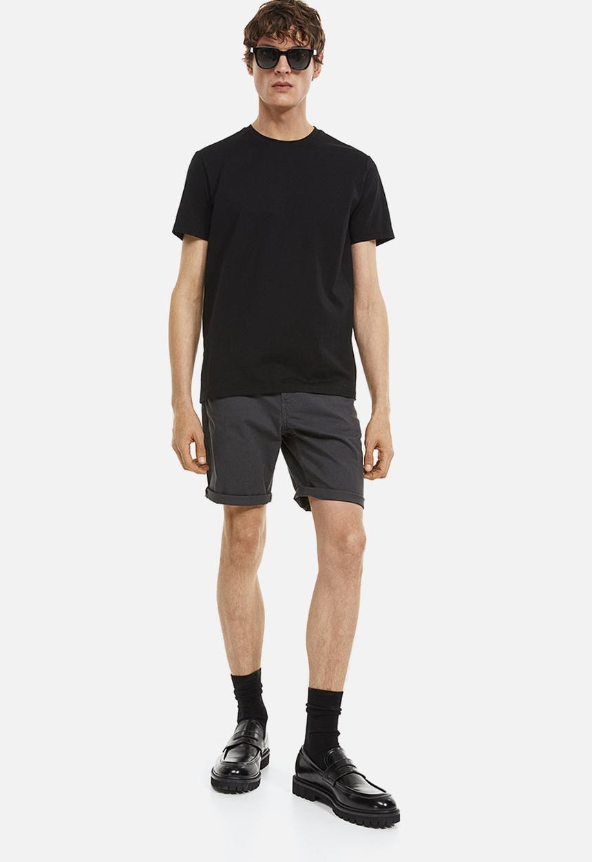 H&M - Slim fit cotton twill shorts - dark grey