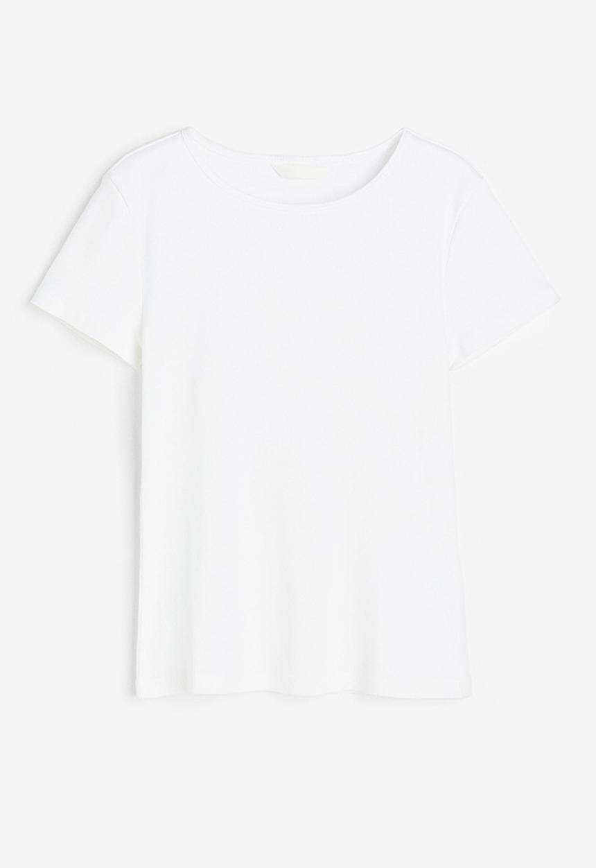 H&M - Ribbed T-shirt - white
