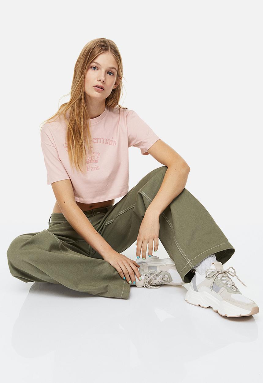 H&M - Cropped printed top - pink
