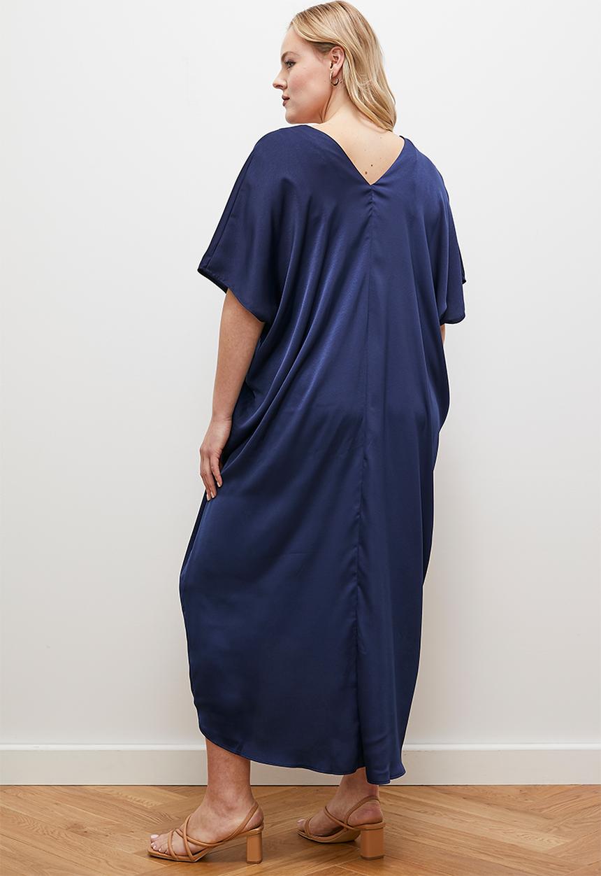 edit - Satin kaftan dress - navy