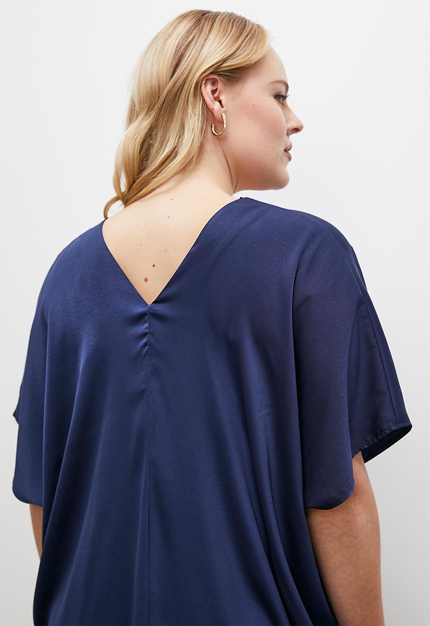 edit - Satin kaftan dress - navy