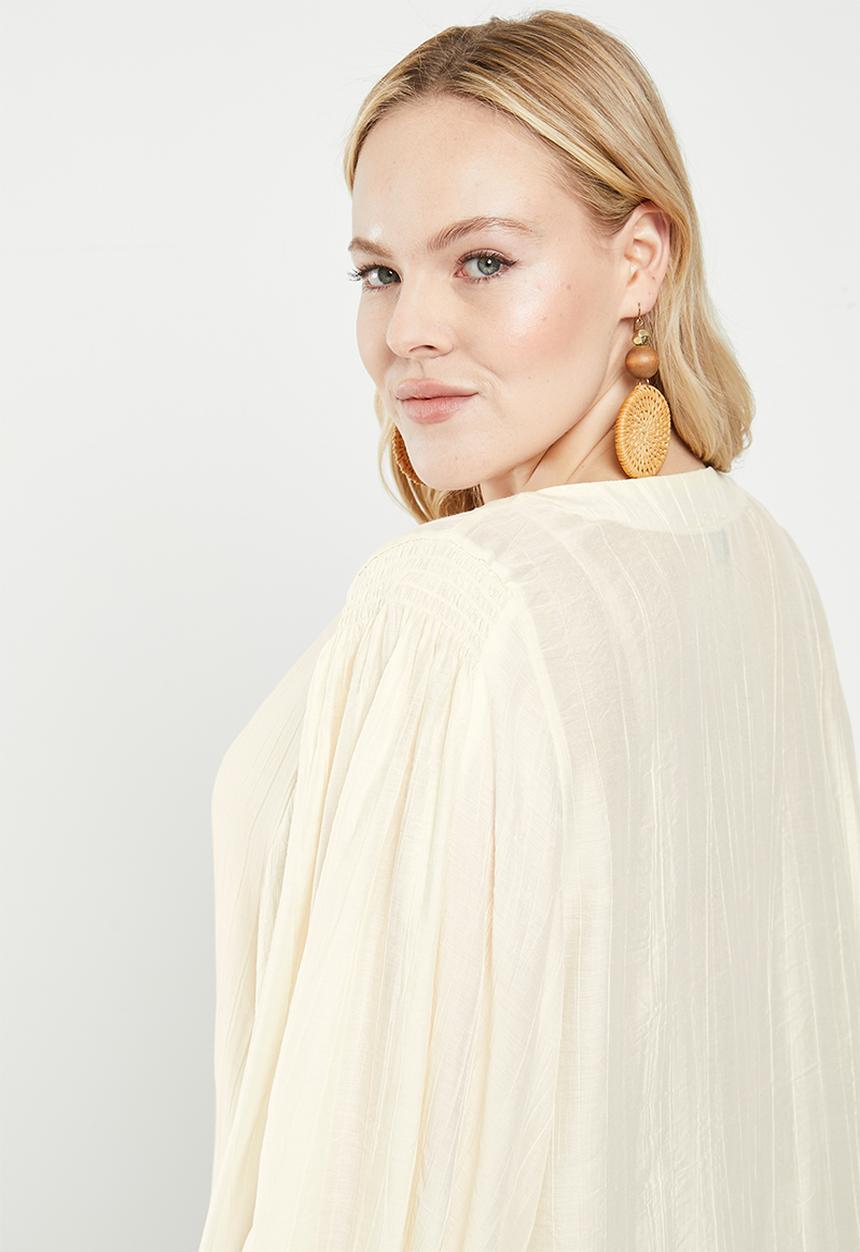 Me&B - Plus bellow sleeve blouse with shoulder detail - cream