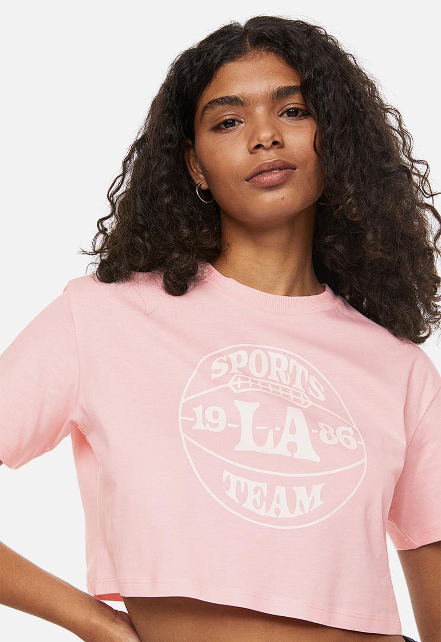 H&M - Cropped printed top - pink