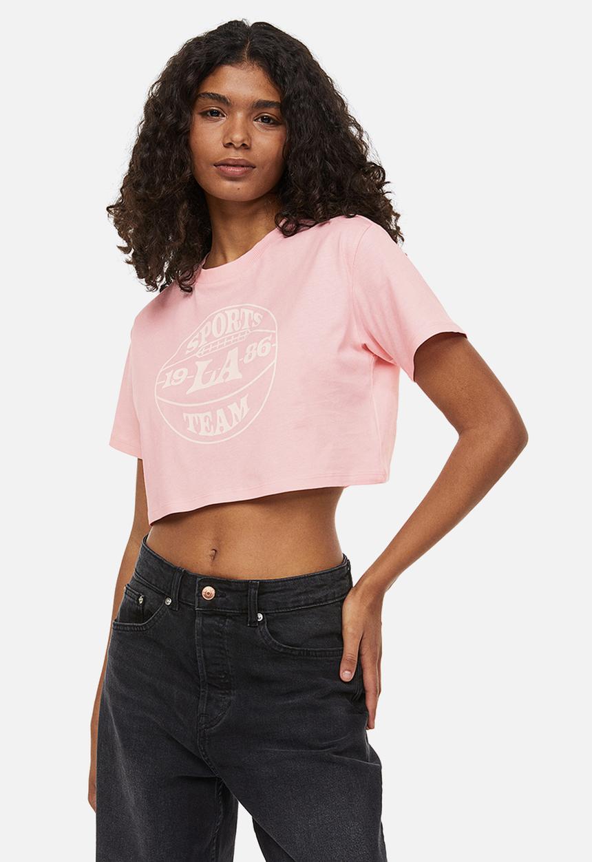 H&M - Cropped printed top - pink