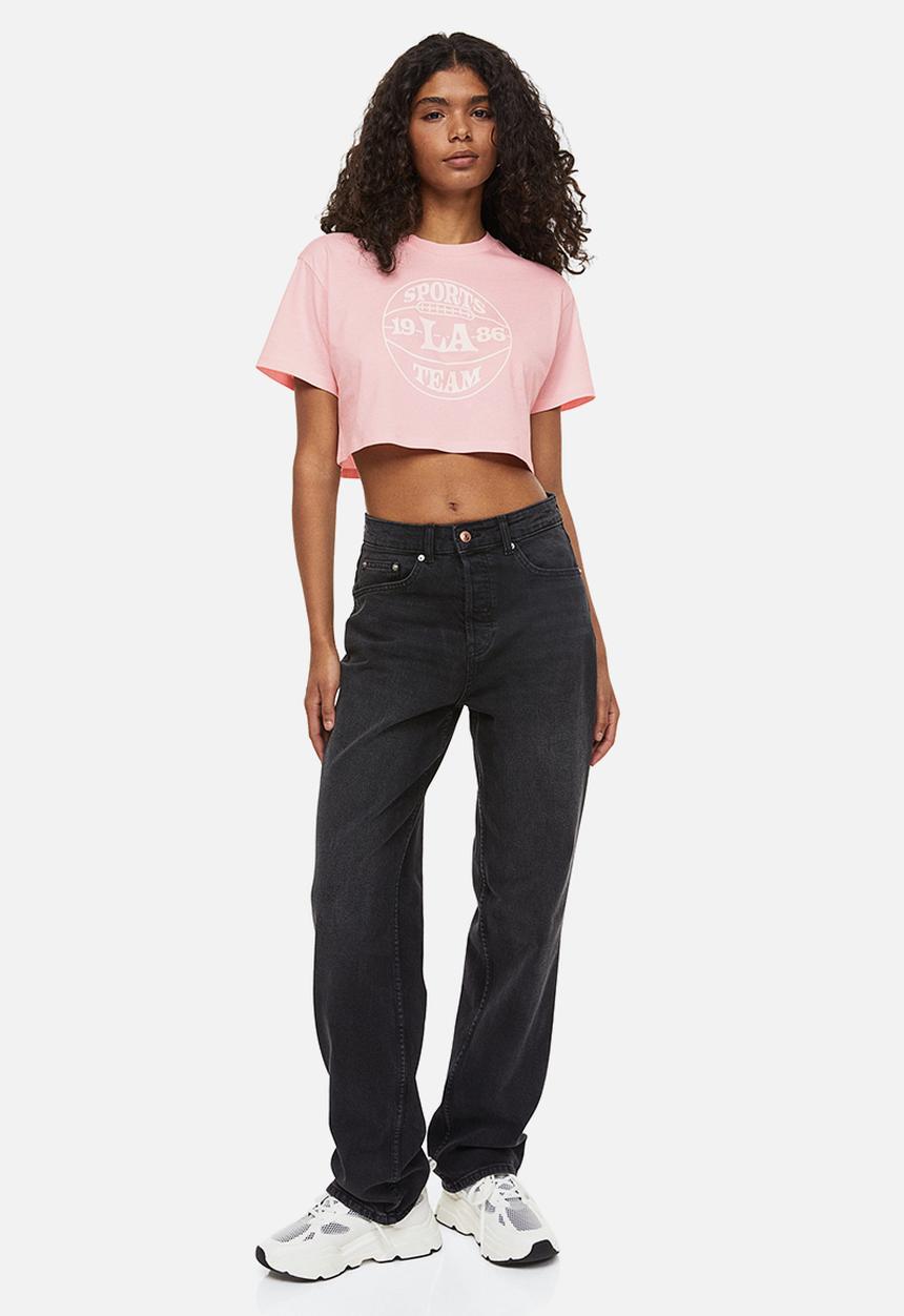 H&M - Cropped printed top - pink