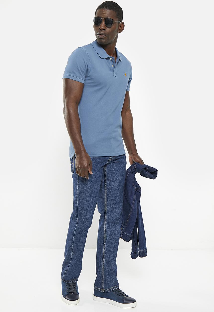 POLO - Mens classic pique short sleeve golfer - mid blue