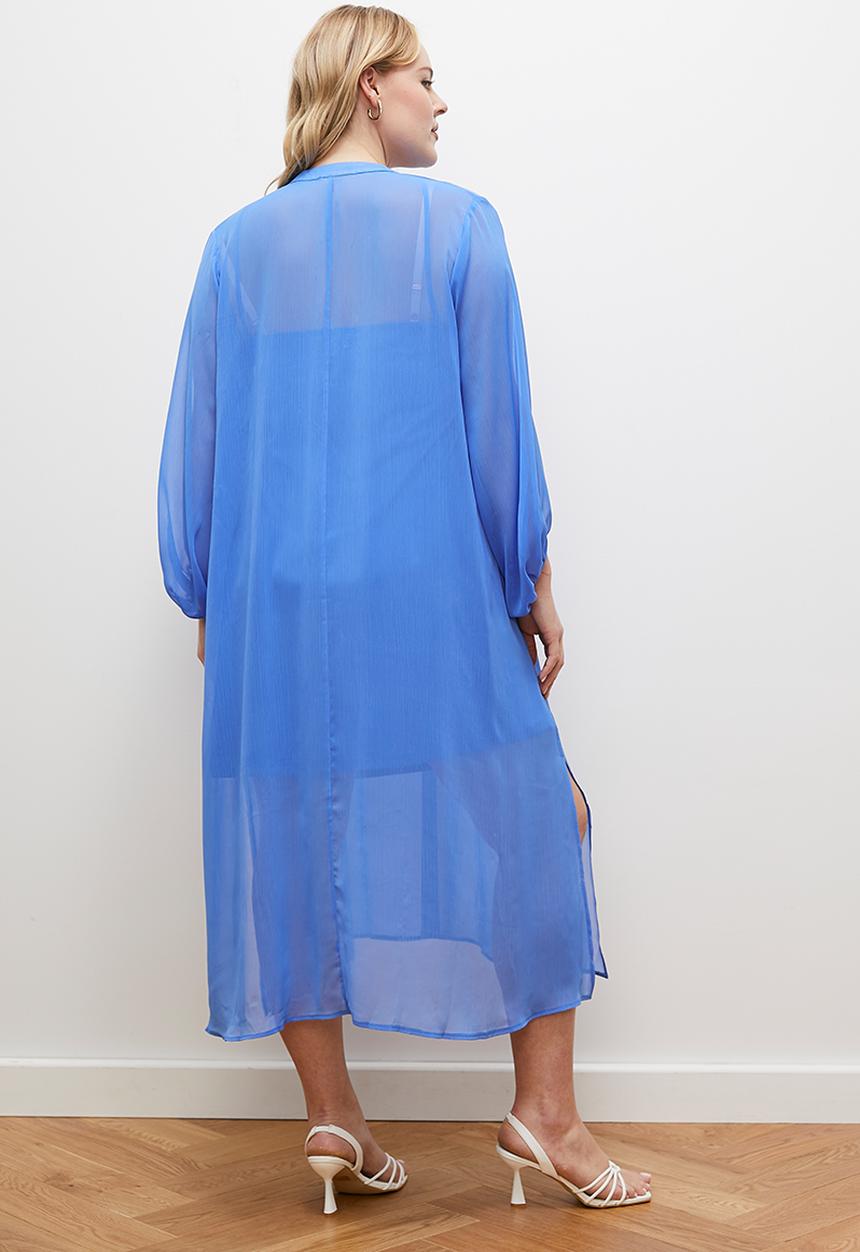 edit - Texture chiffon kaftan dress - blue