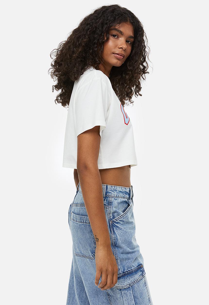 H&M - Cropped printed top - white