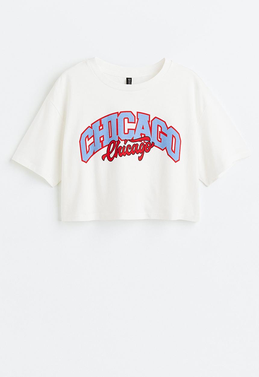 H&M - Cropped printed top - white