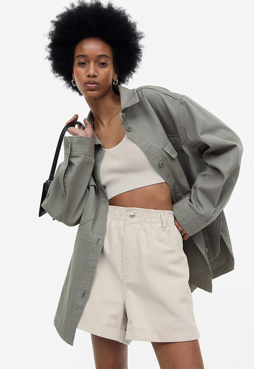 H&M - Shorts high waist - light beige