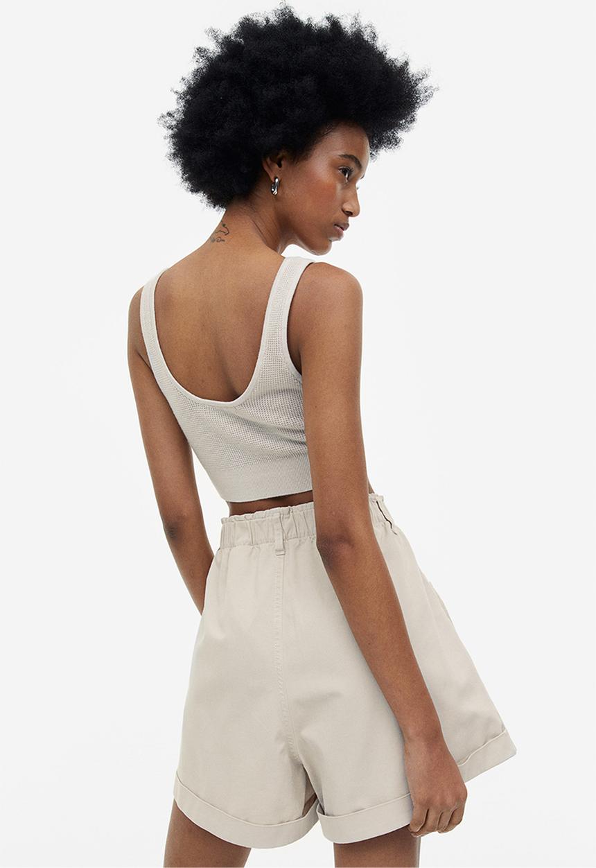 H&M - Shorts high waist - light beige