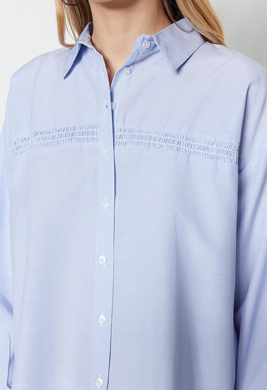 Trendyol - Oversize striped shirt - blue