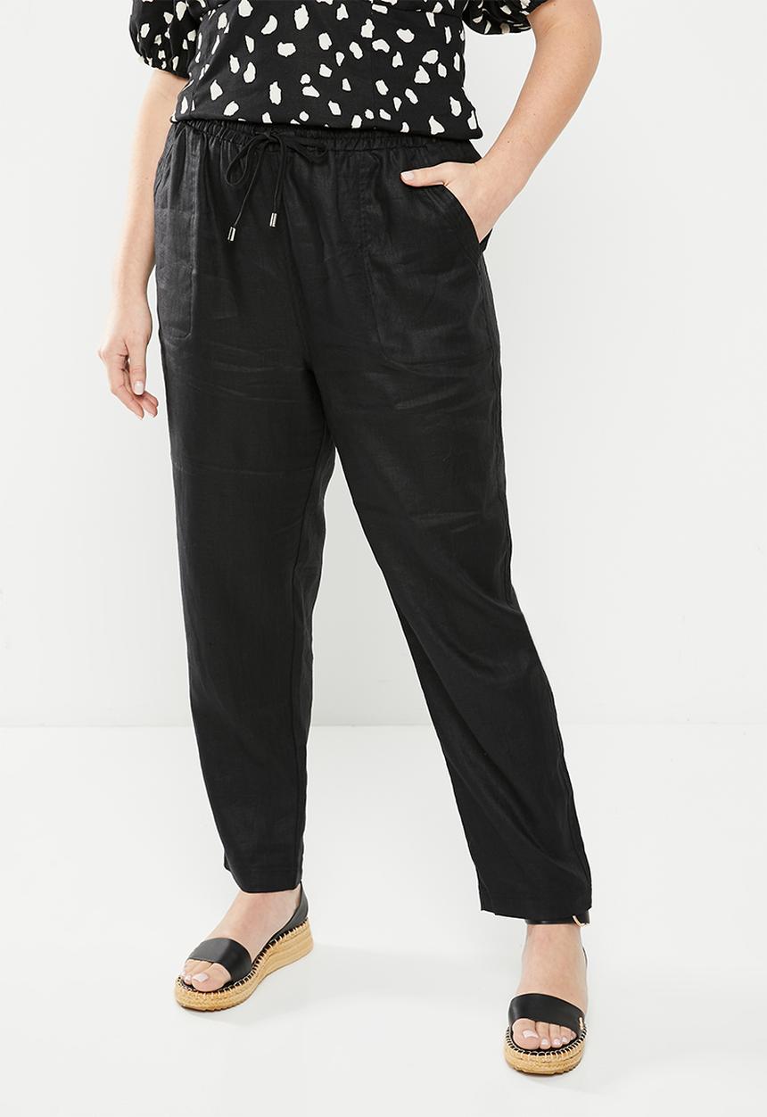 Me&B - Plus the ultimate tapered leg linen pant - black