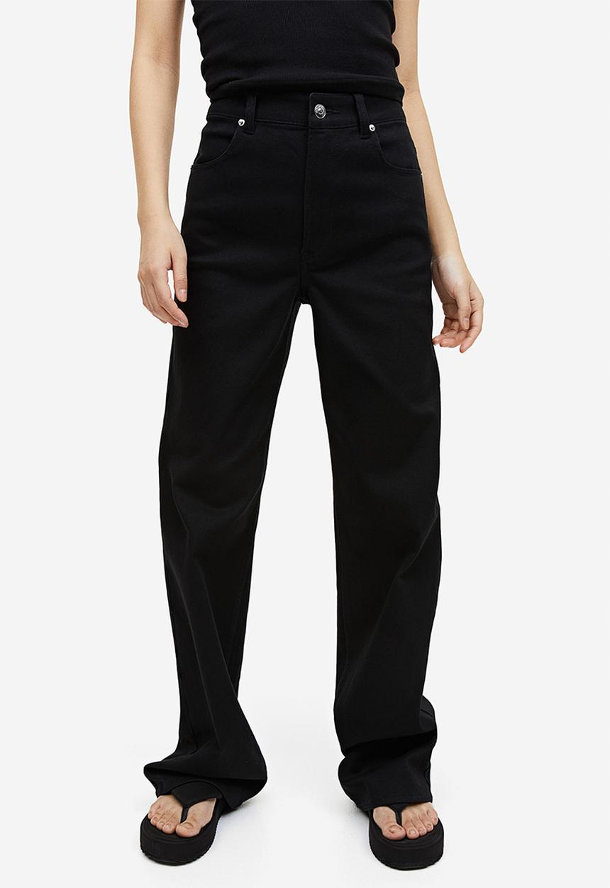 H&M - Wide twill trousers - black