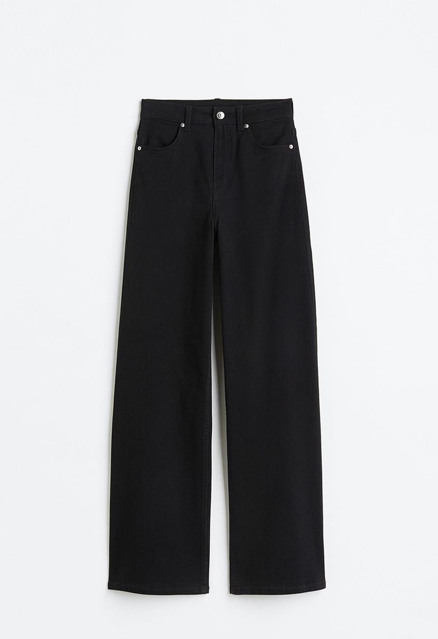 H&M - Wide twill trousers - black