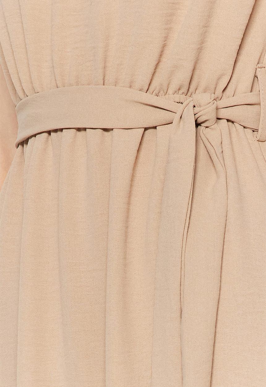 Trendyol - Sleeveless skater midi dress - stone