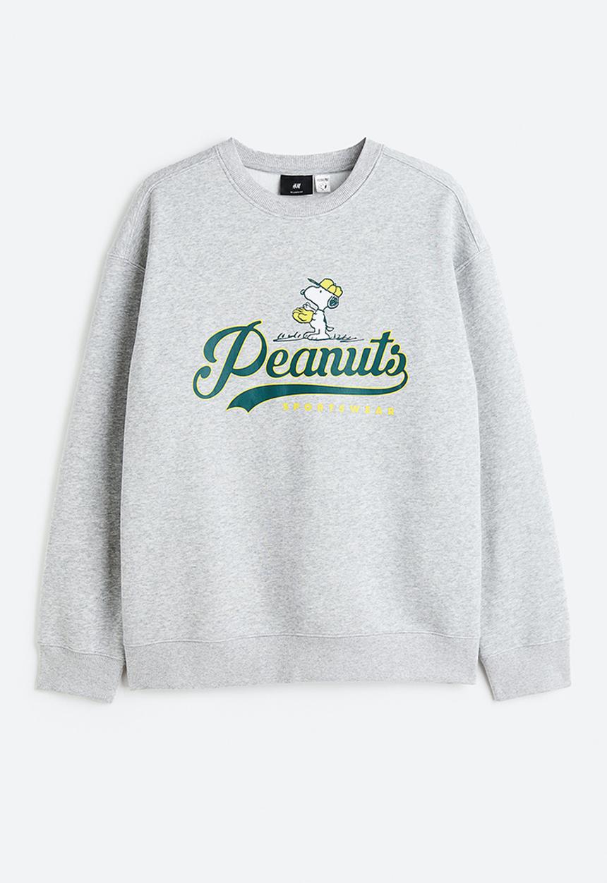 H&M - Relaxed fit sweatshirt - light grey marl/snoopy 