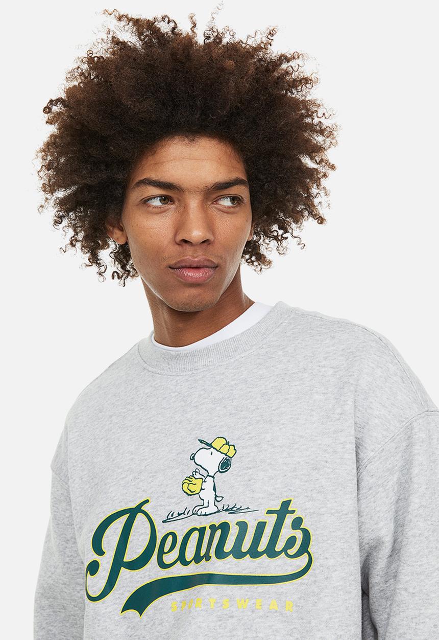 H&M - Relaxed fit sweatshirt - light grey marl/snoopy 
