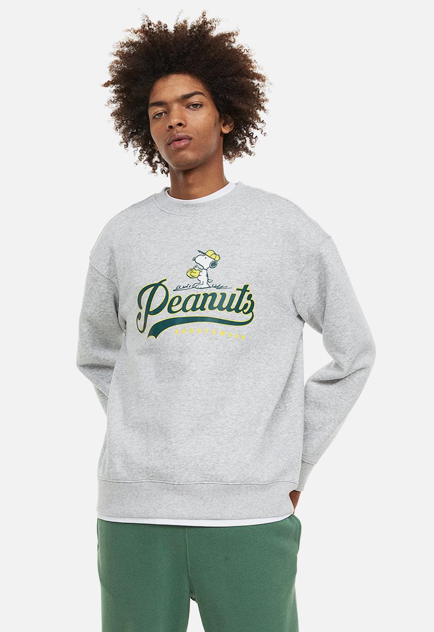 H&M - Relaxed fit sweatshirt - light grey marl/snoopy 