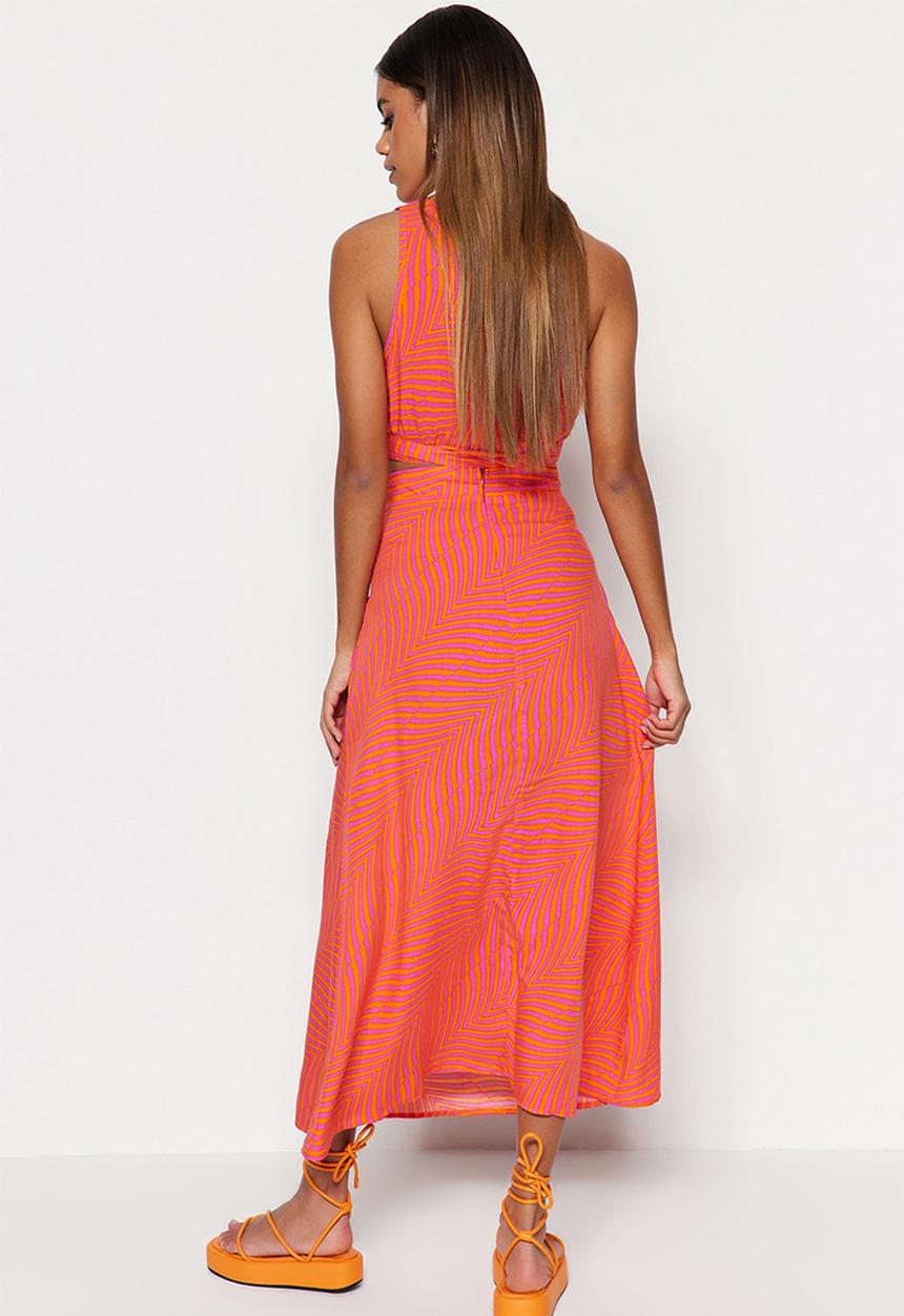 Trendyol - Midi slit skirt - orange