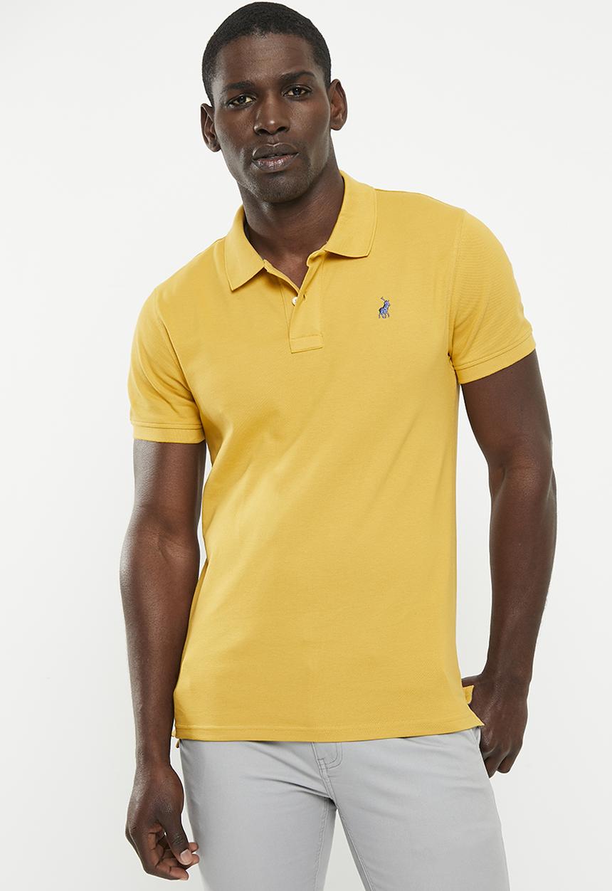 POLO - Mens classic pique short sleeve golfer - bright yellow