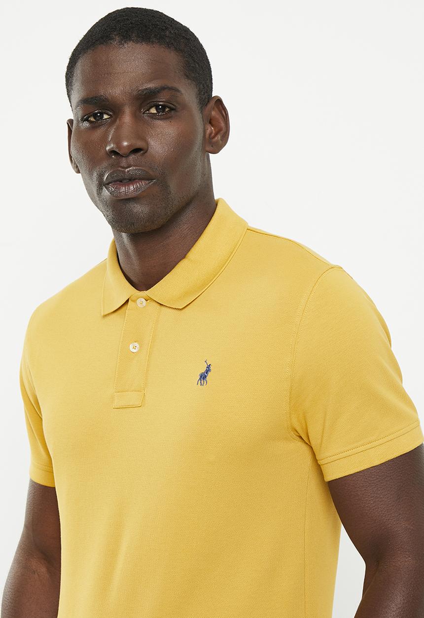 POLO - Mens classic pique short sleeve golfer - bright yellow