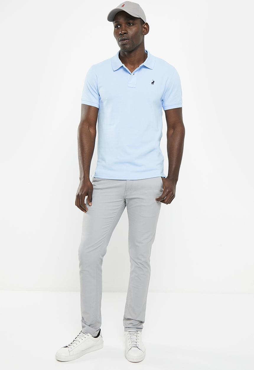 POLO - Mens classic pique short sleeve golfer - light blue