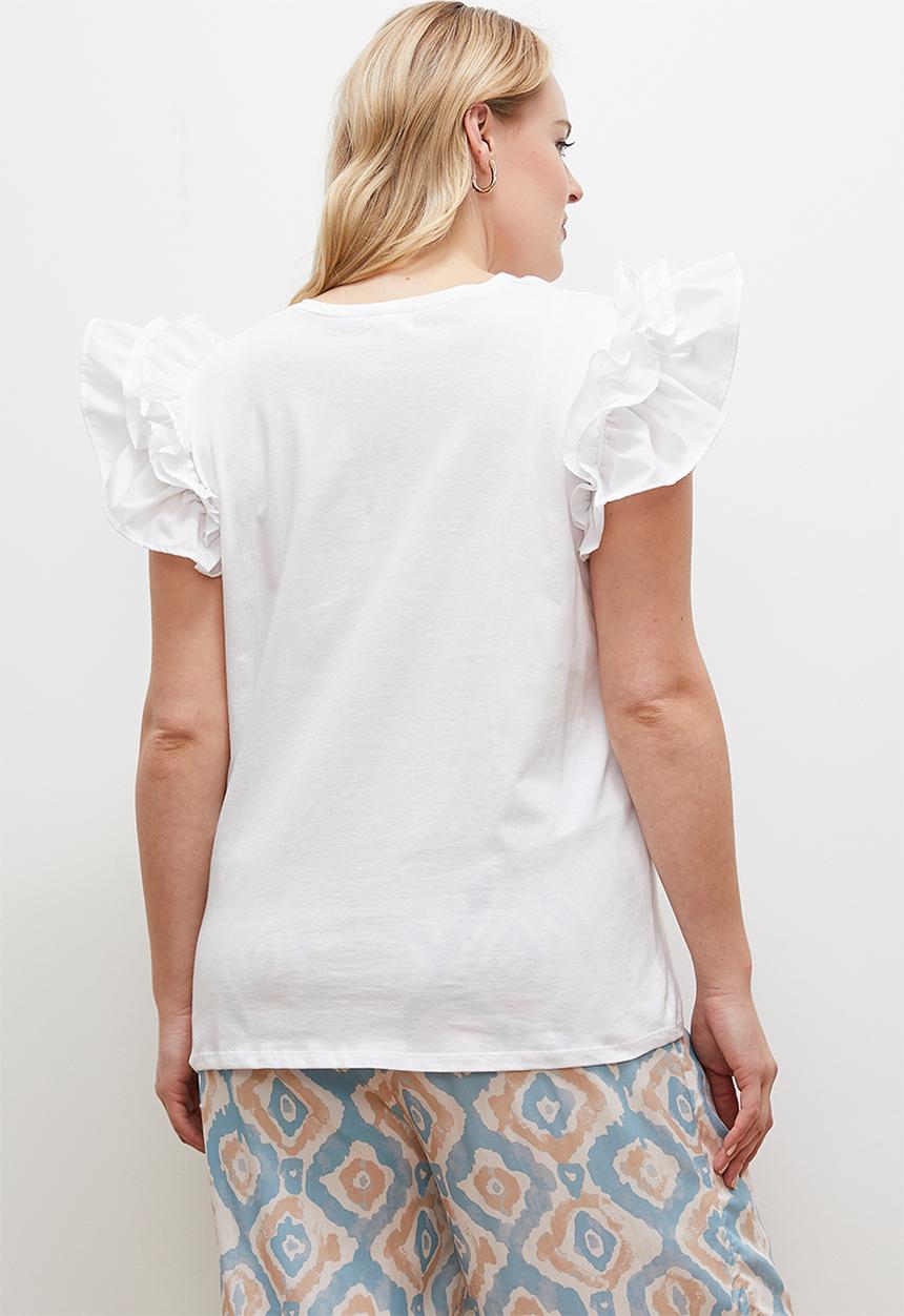 edit - Ruffle sleeve top - white